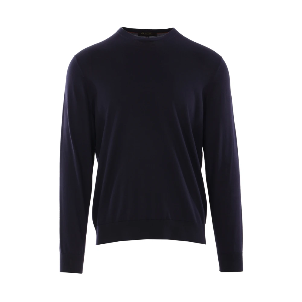 Loro Piana Navy Blue Katoenen Truien Gemaakt in Italië Blue Heren