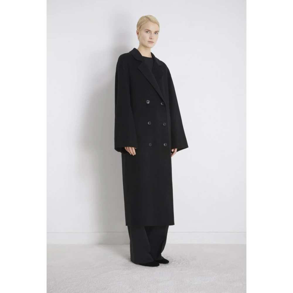 Loulou Studio Zwarte Wol Kasjmier Jas Black Dames