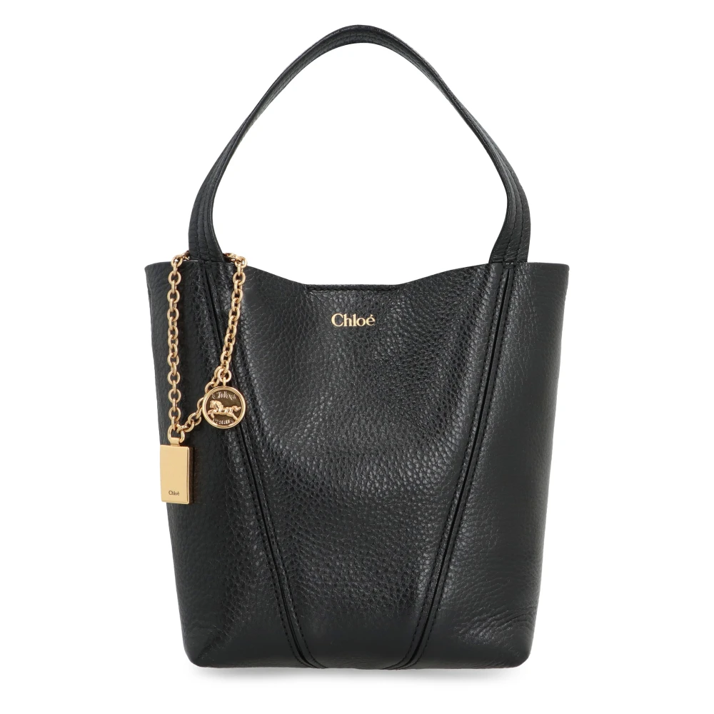 Chloé Piccola Leren Tote met Afneembare Bedel Black Dames