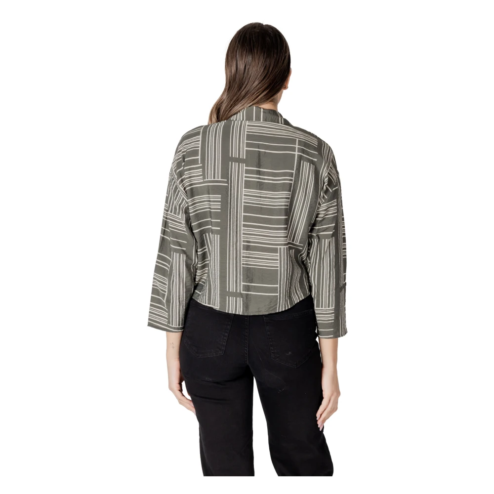 Jacqueline de Yong Groene Bedrukte Button-Up Blouse Green Dames