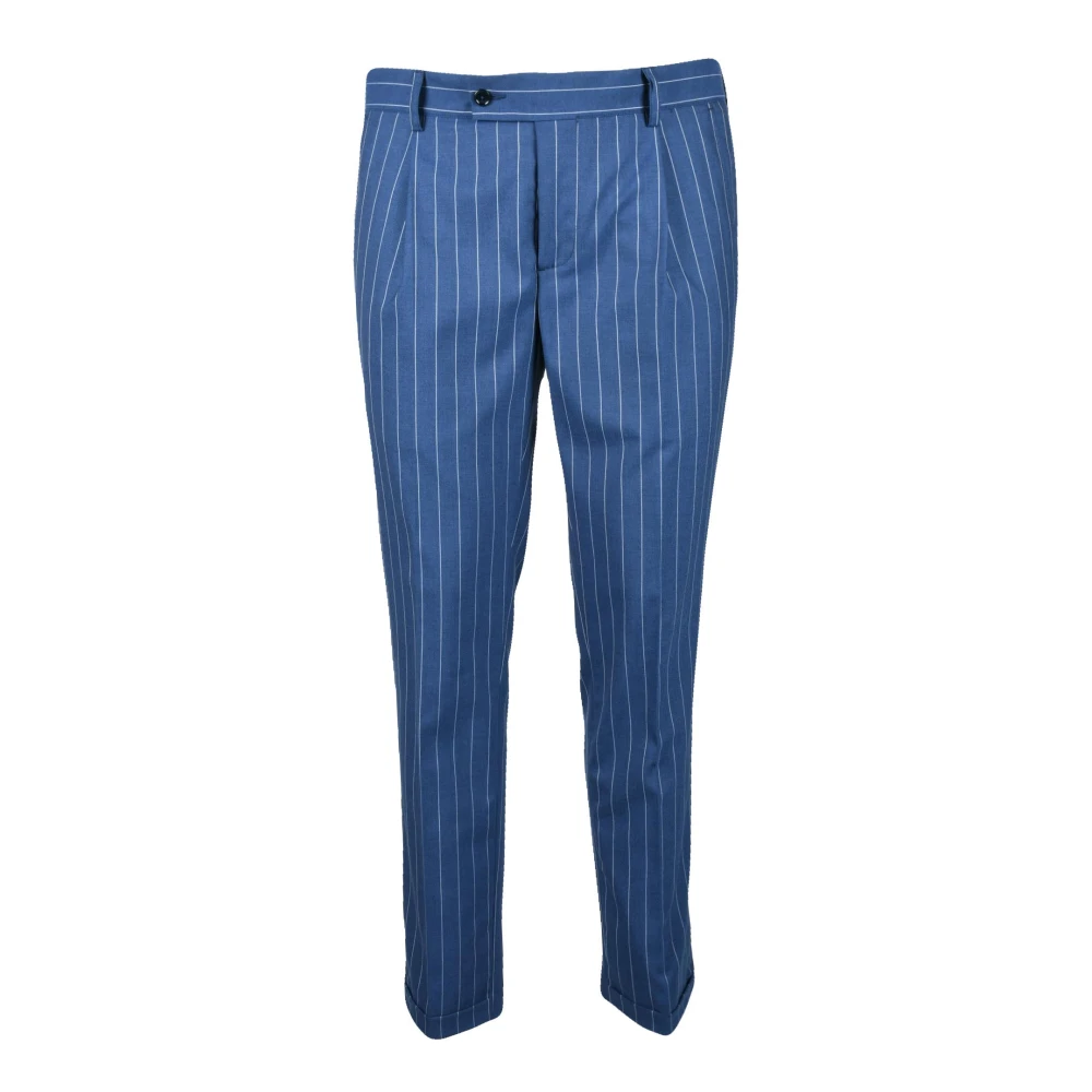 Daniele Alessandrini Grijze Stijlvolle Broek Polyester Viscose Elastaan Blue Heren