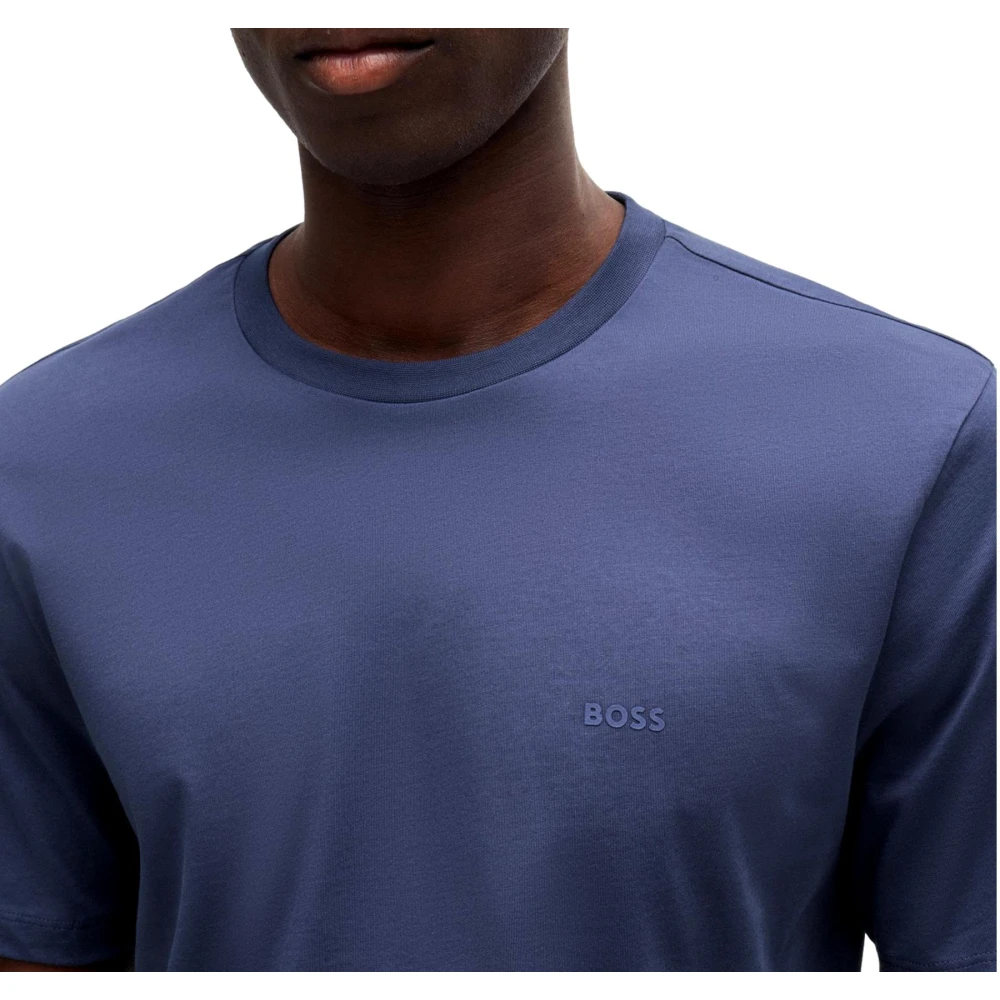 Hugo Boss Blauw Katoenen T-shirt met Rubberen Logo Blue Heren