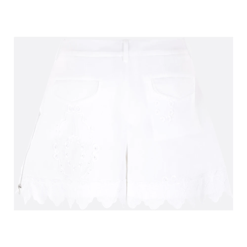 Simone Rocha Geborduurde katoenen shorts met geschulpte zoom White Dames