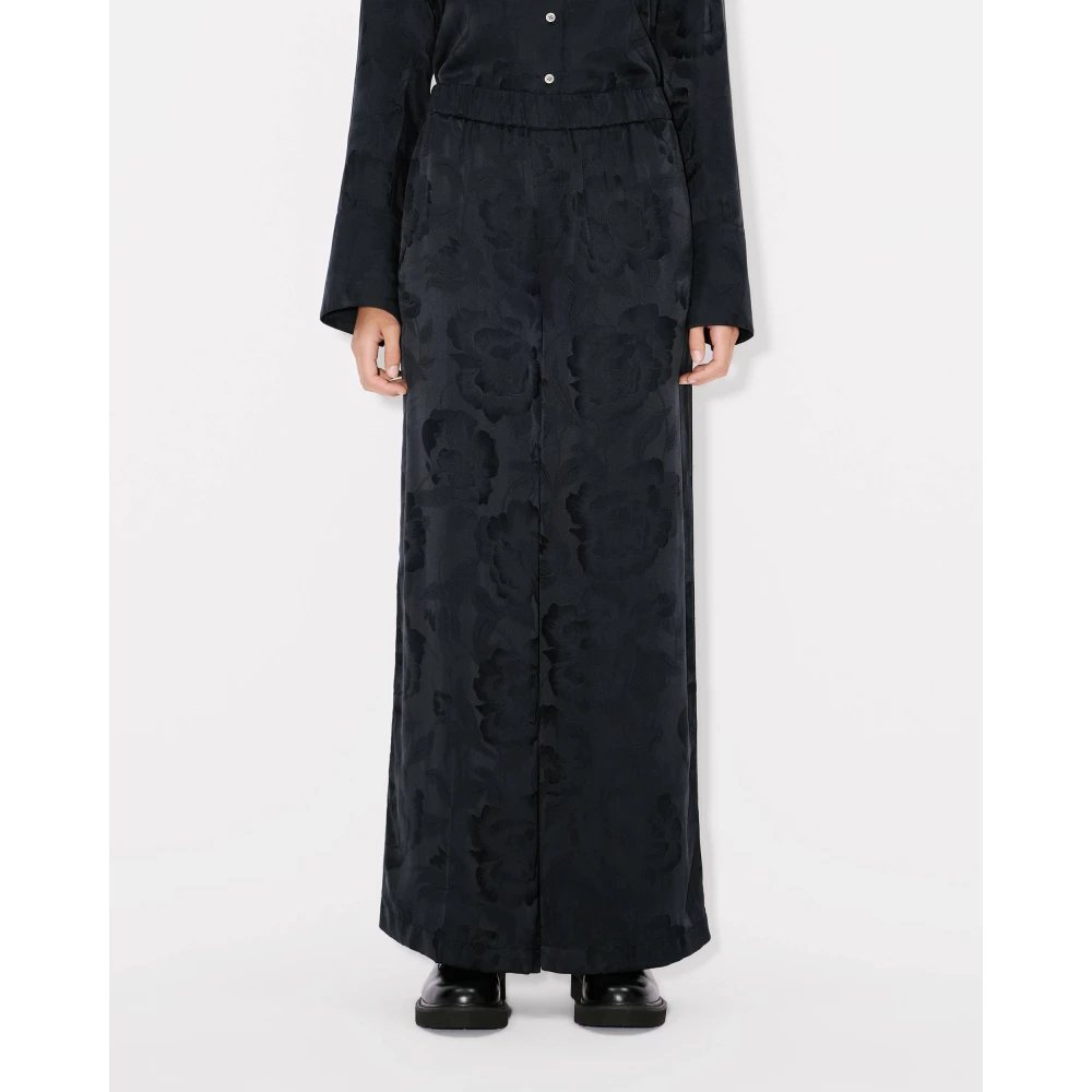 Kenzo Peonies Jacquard Broek Zwart Black Dames