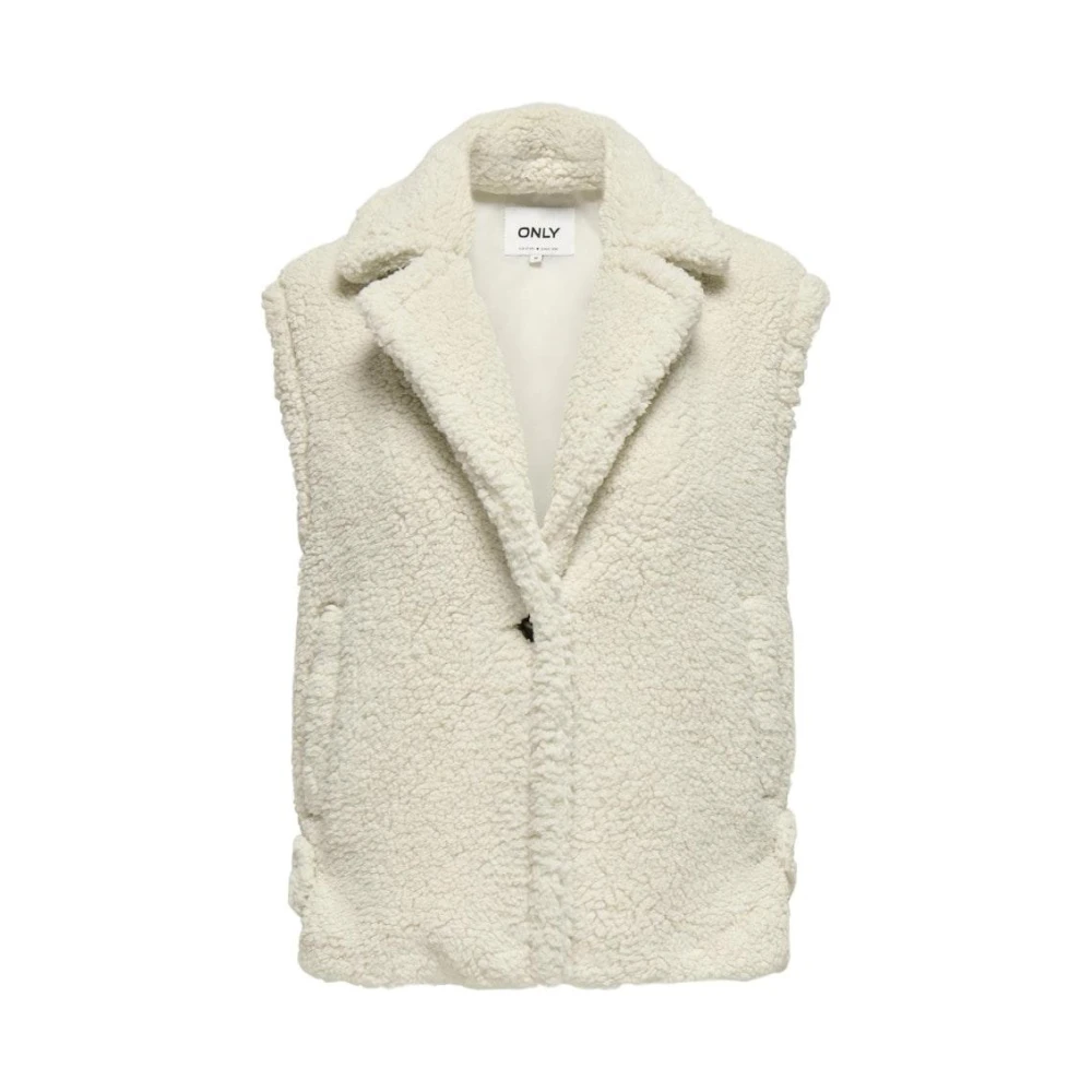 Only Teddy Vest Cloud Dancer Freewear White Dames