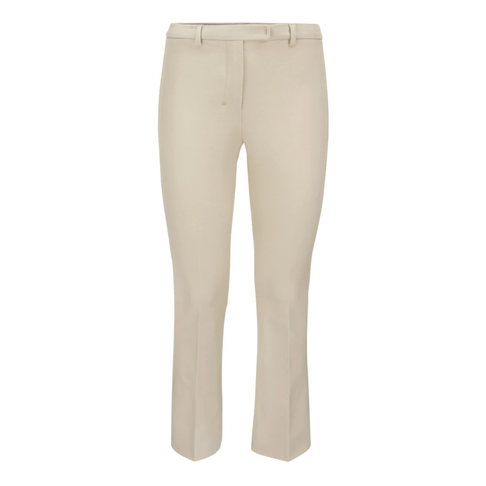 Max Mara Stretch Katoenmix Broek met Uitlopende Onderkant Beige Dames