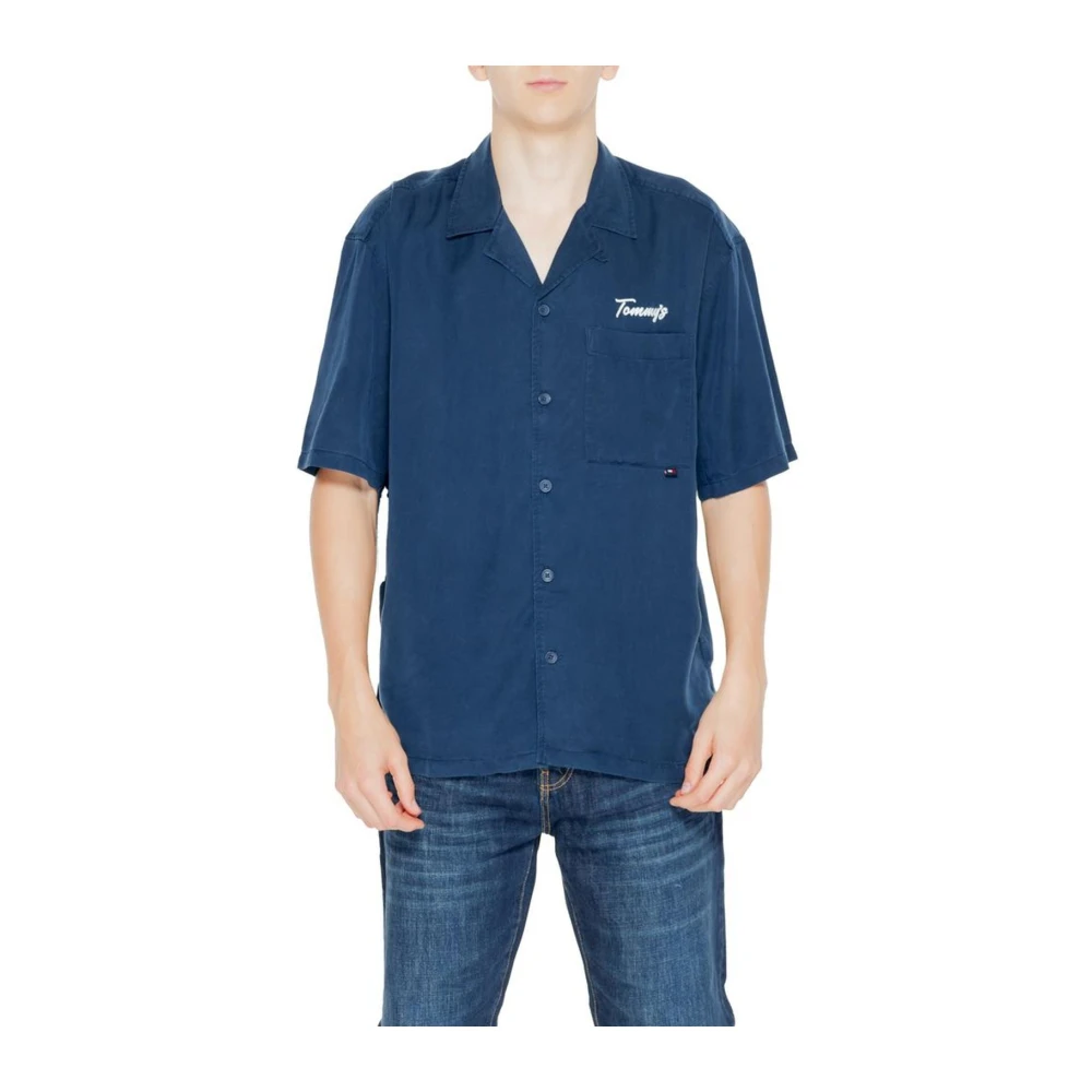 Tommy Jeans Korte Mouw Lyocell Shirt Blue Heren