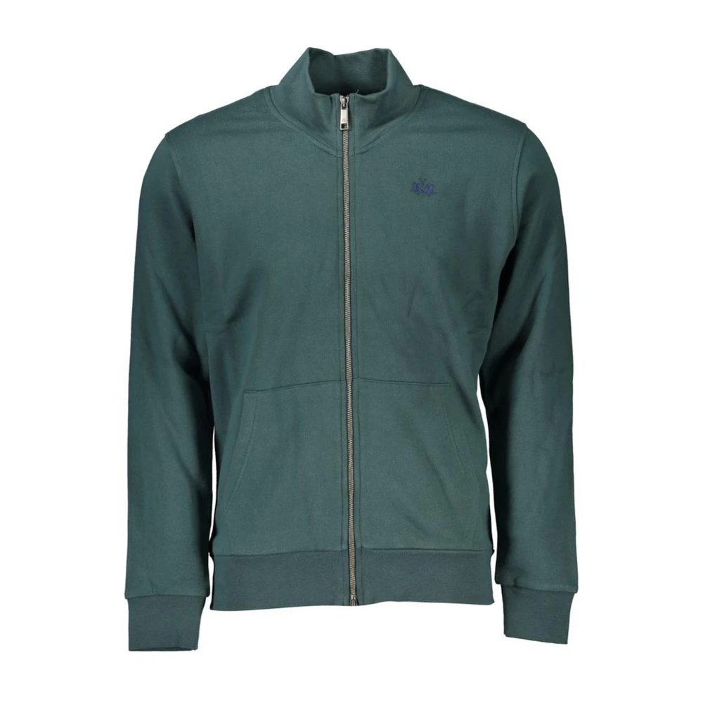 La Martina Men's Green Fleece Sweatshirt With Embroidery - Zip-Throughs - L - Sweatshirts & Hoodies