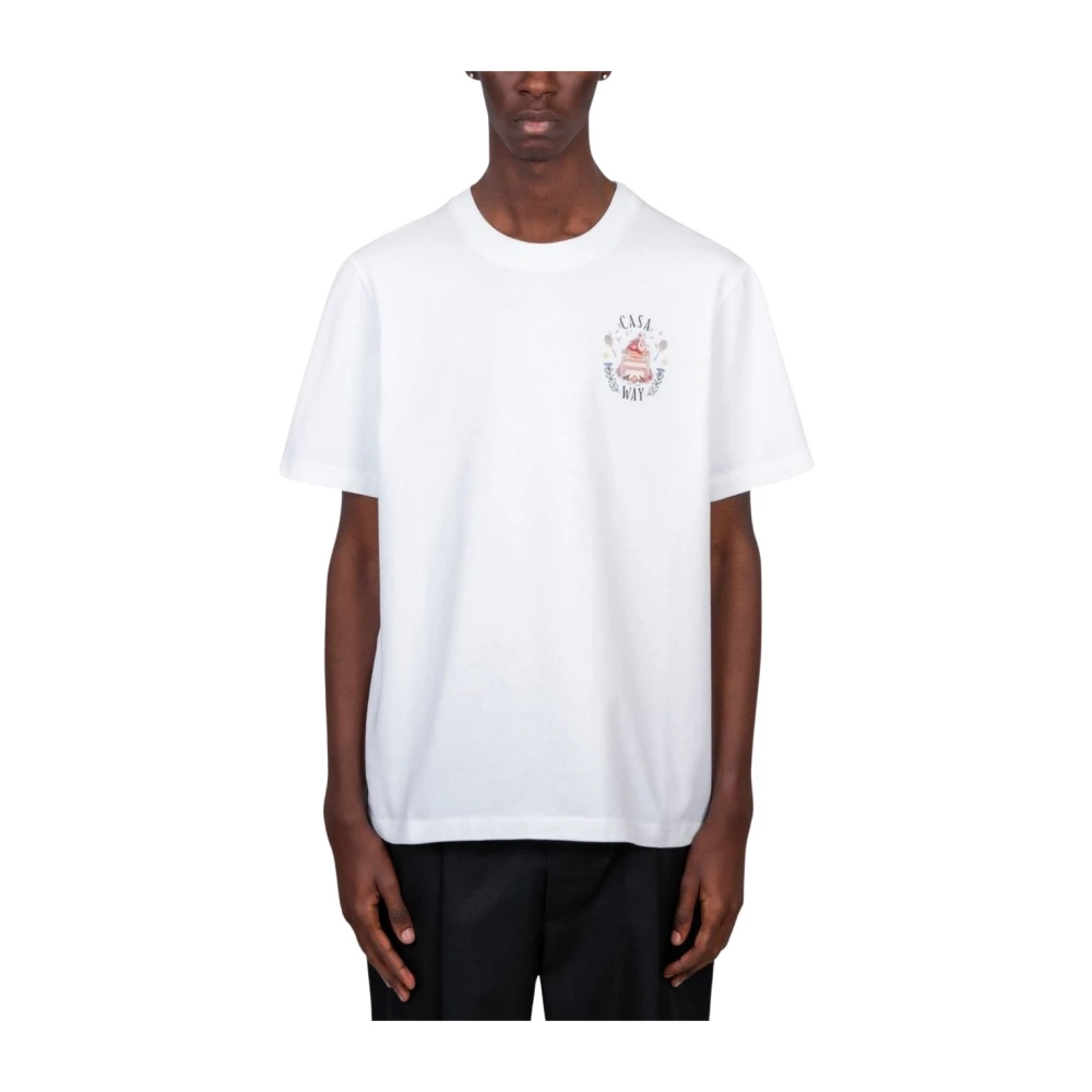 Casablanca , T-Shirts, Male, White, L, Crew-Neck T-Shirt