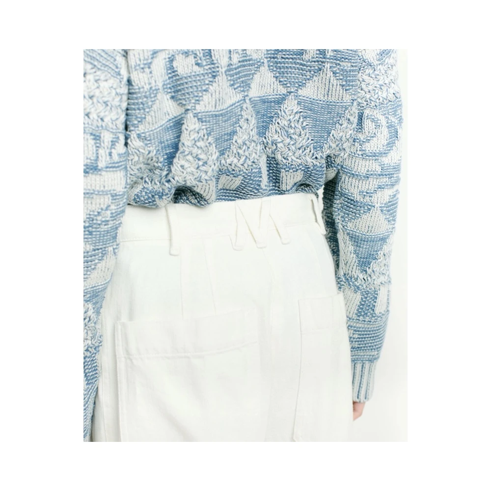 Momoni Sculpturale Wide Leg Denim Broek White Dames