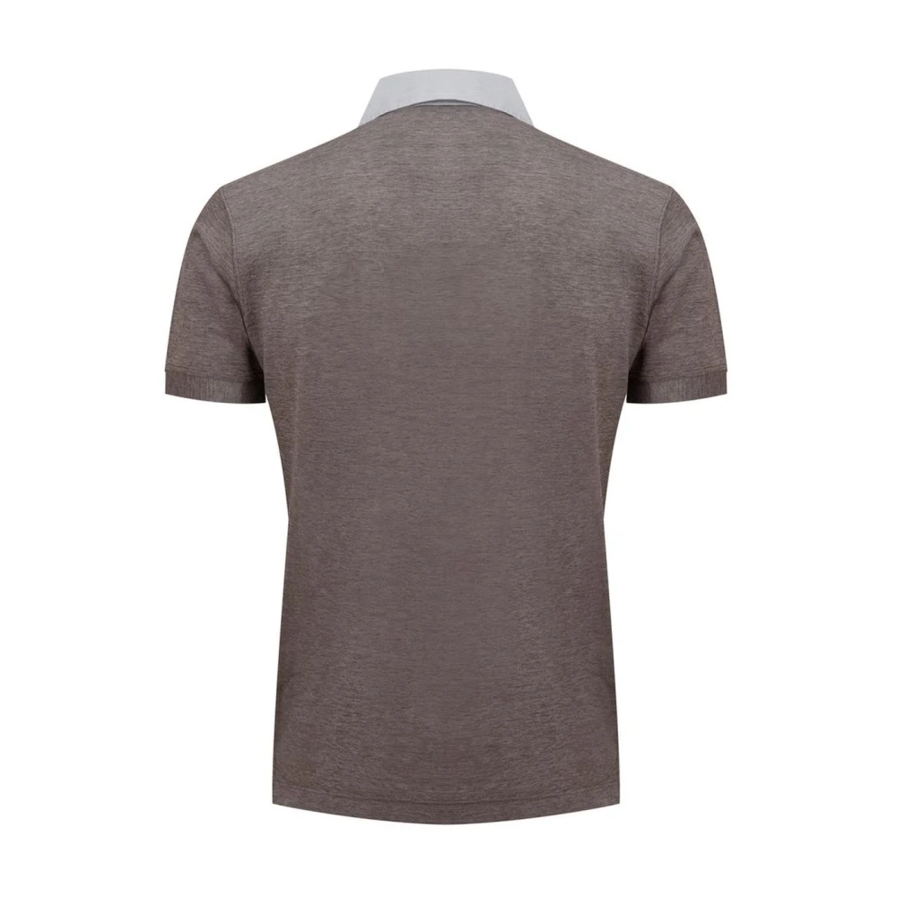 Corneliani Bicolor Elastaan Polo Shirt Brown Heren