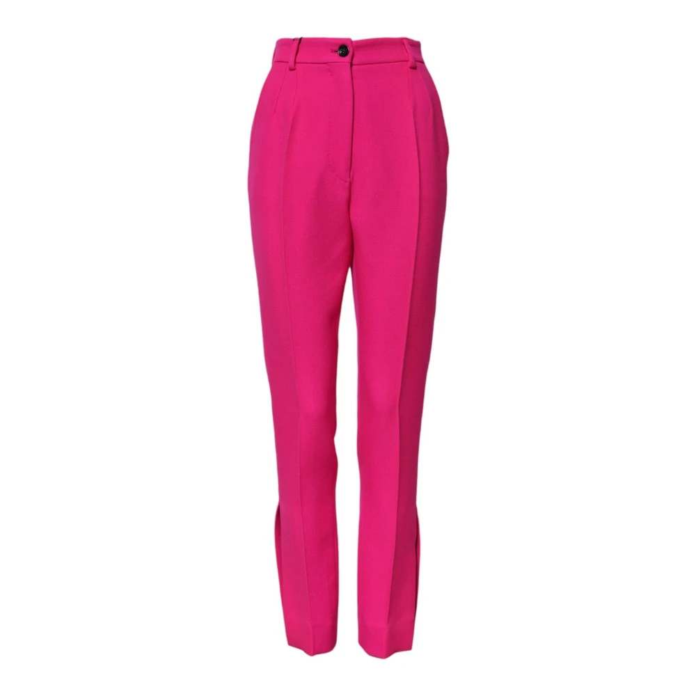 Dolce & Gabbana Women's Pink Luxurious Wool Trousers With Logo Details - Slim-Fit Trousers - 2XS- Trousers