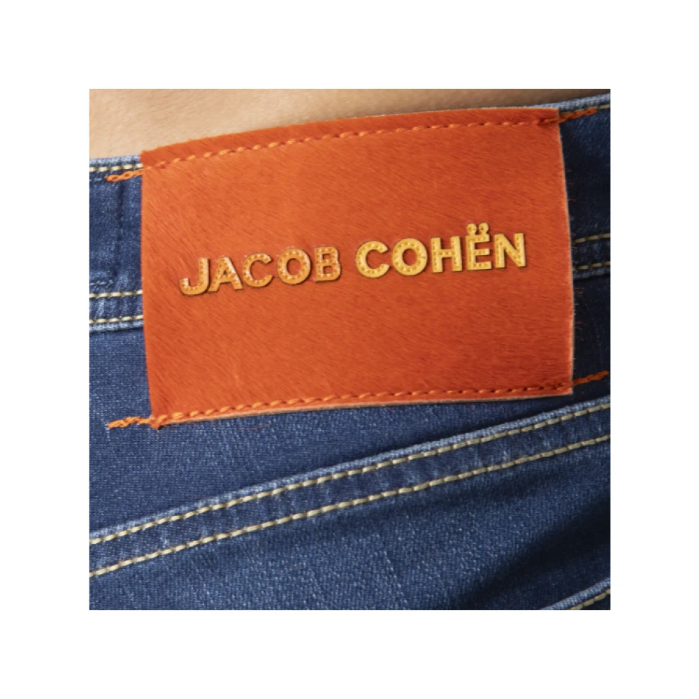 Jacob Cohën Slim Fit Blauwe Jeans met Oranje Details Blue Heren