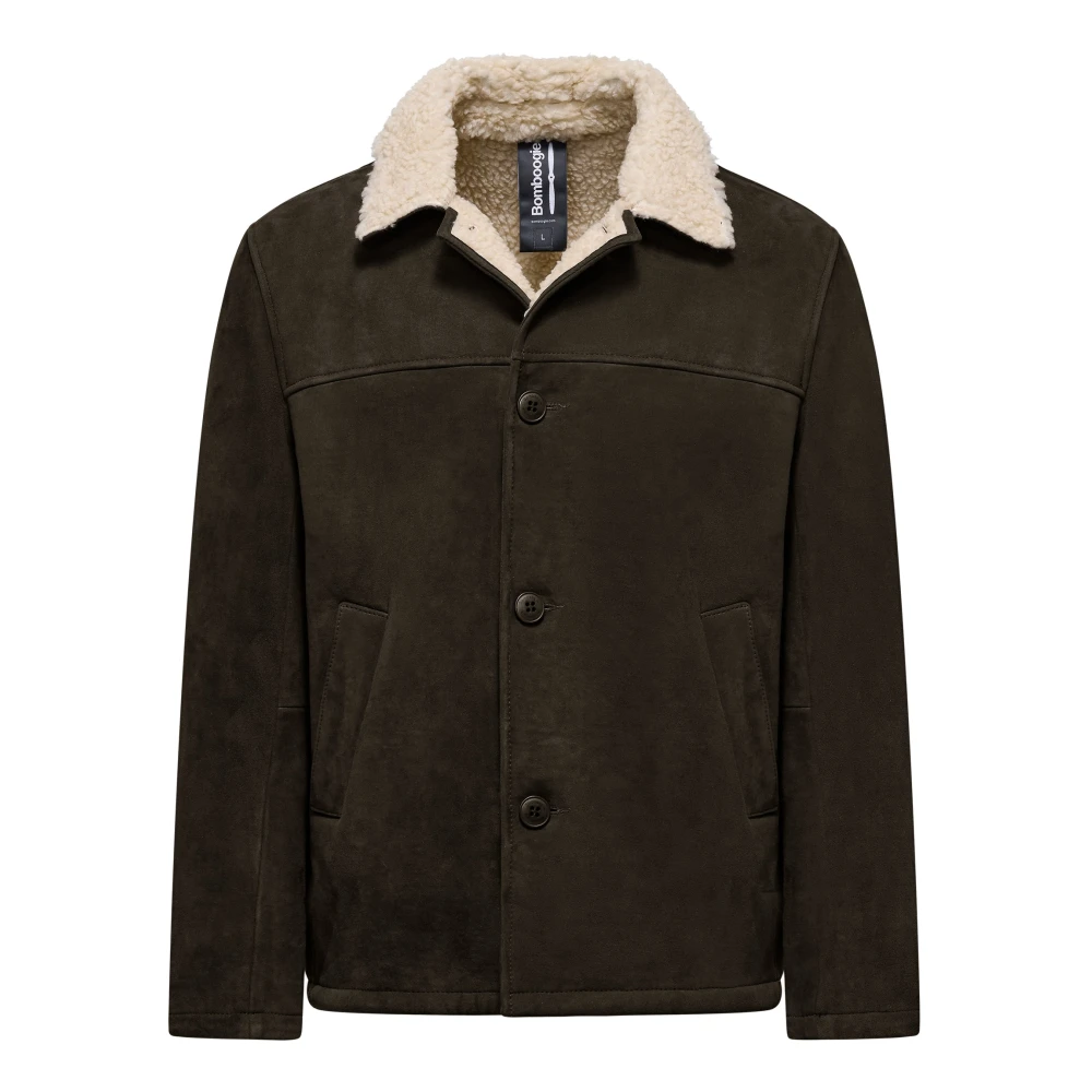 Bomboogie Hombre Marrón - Chaqueta De Cuero De Ante Con Cuello Sherpa - Jackets - S