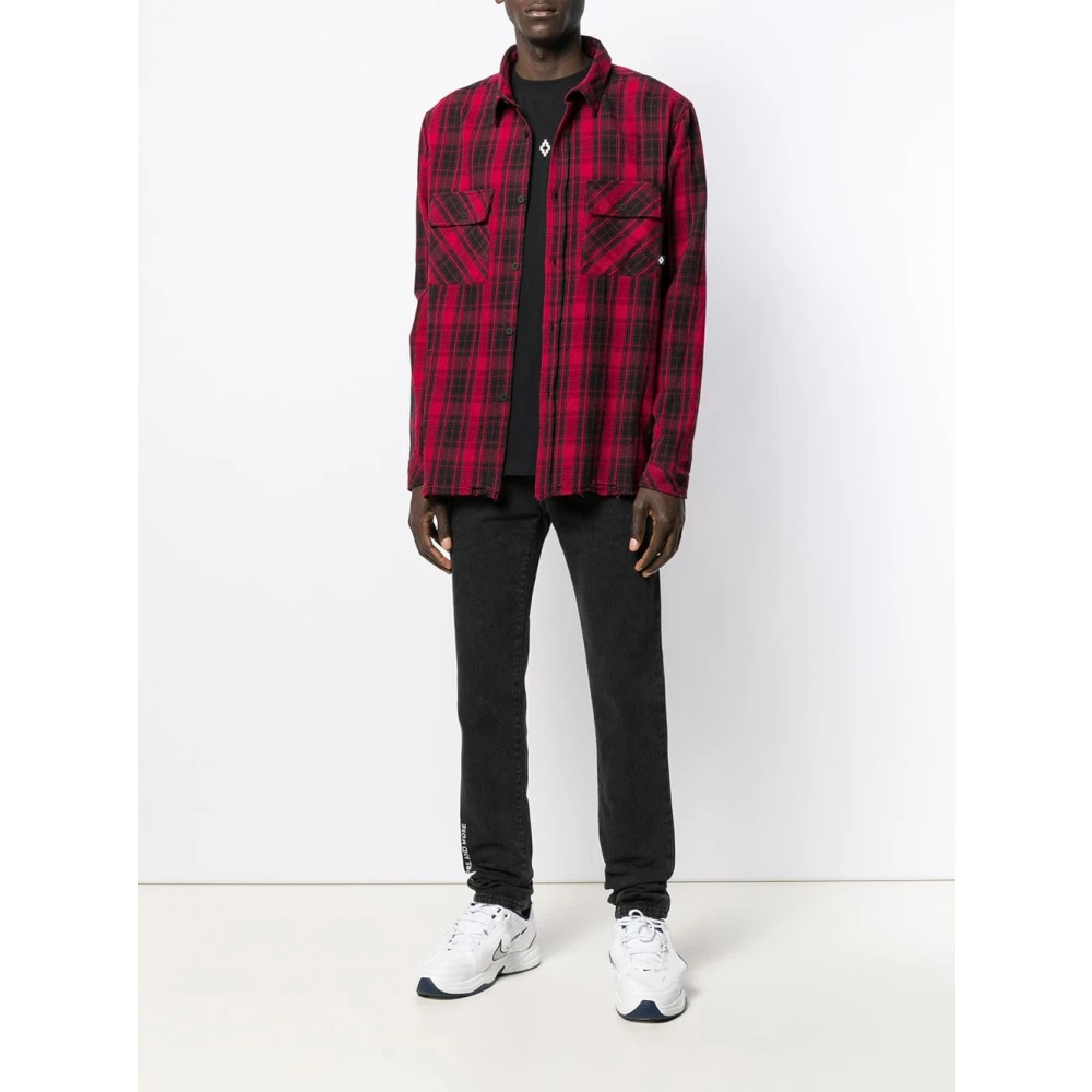 Marcelo Burlon Rood Wit County Check Shirt Red Heren