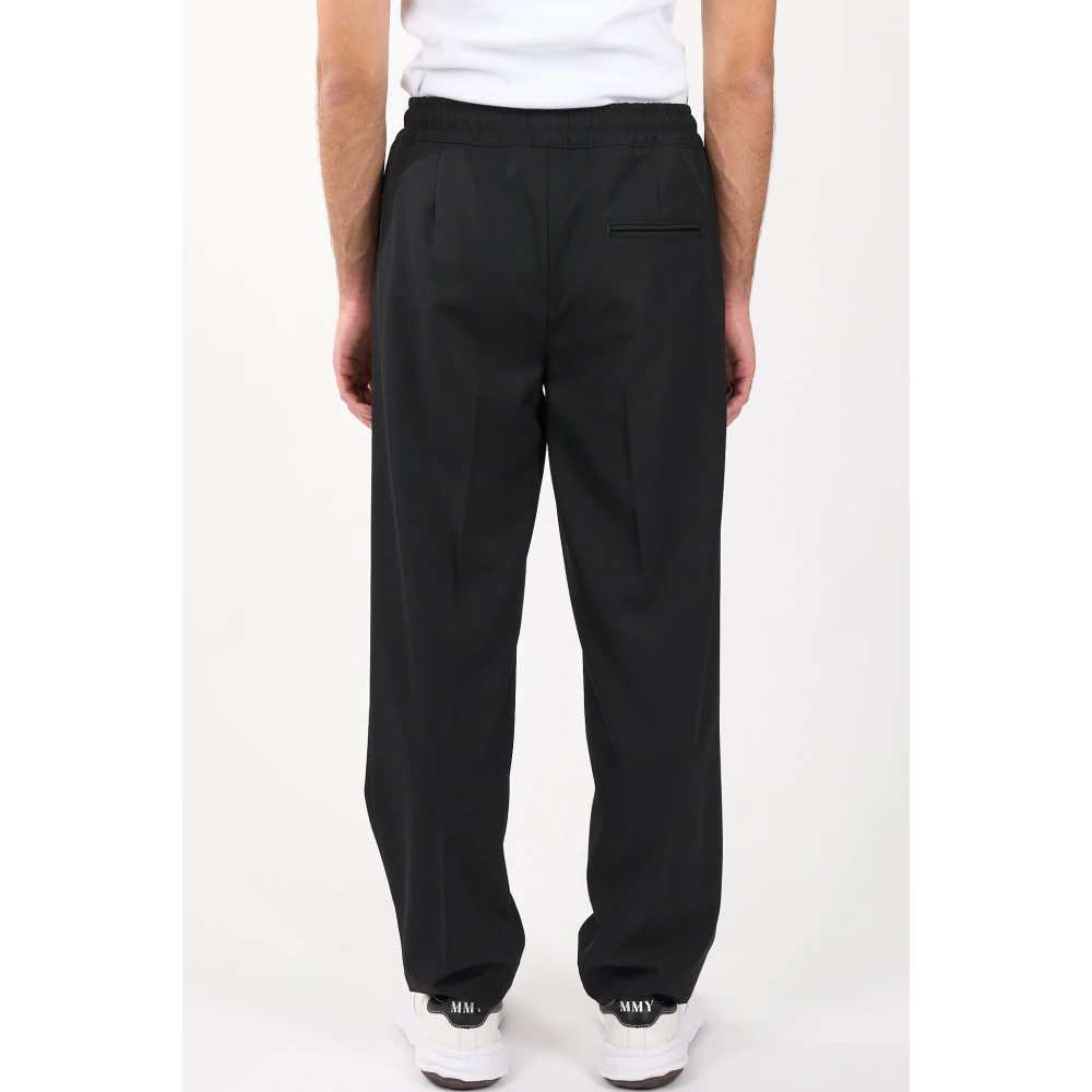 Costumein Ruimvallende broek van zuivere wol Black Heren
