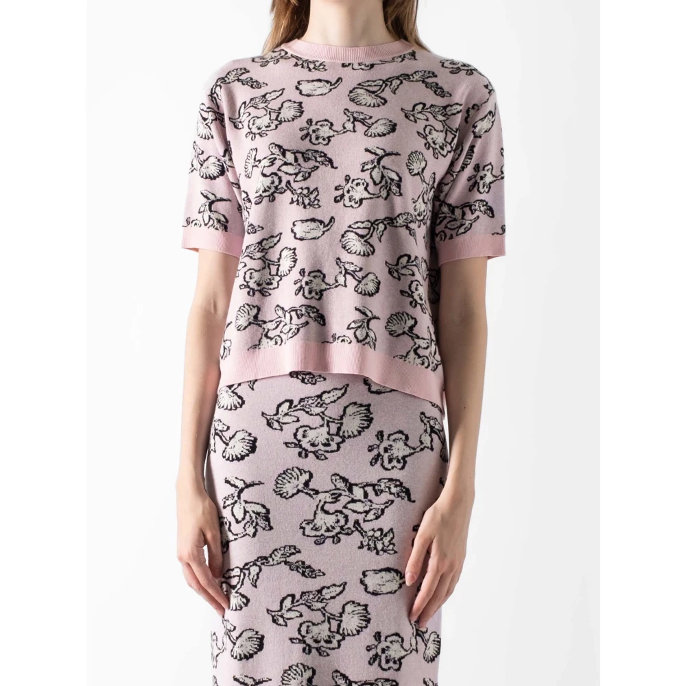 Max Mara Weekend Bloemen Gebreide Trui Pink Dames