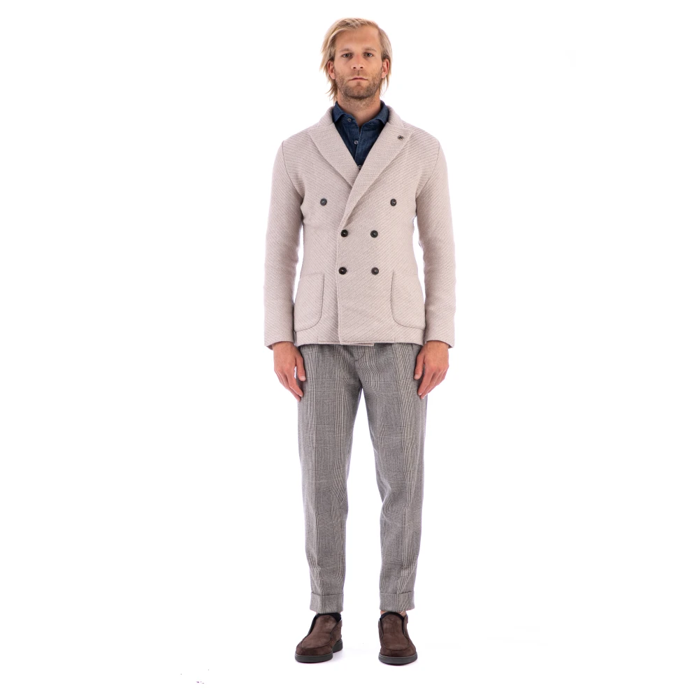 Lardini Beige Blazers, Male, L, Irljm78 Knit Blazer
