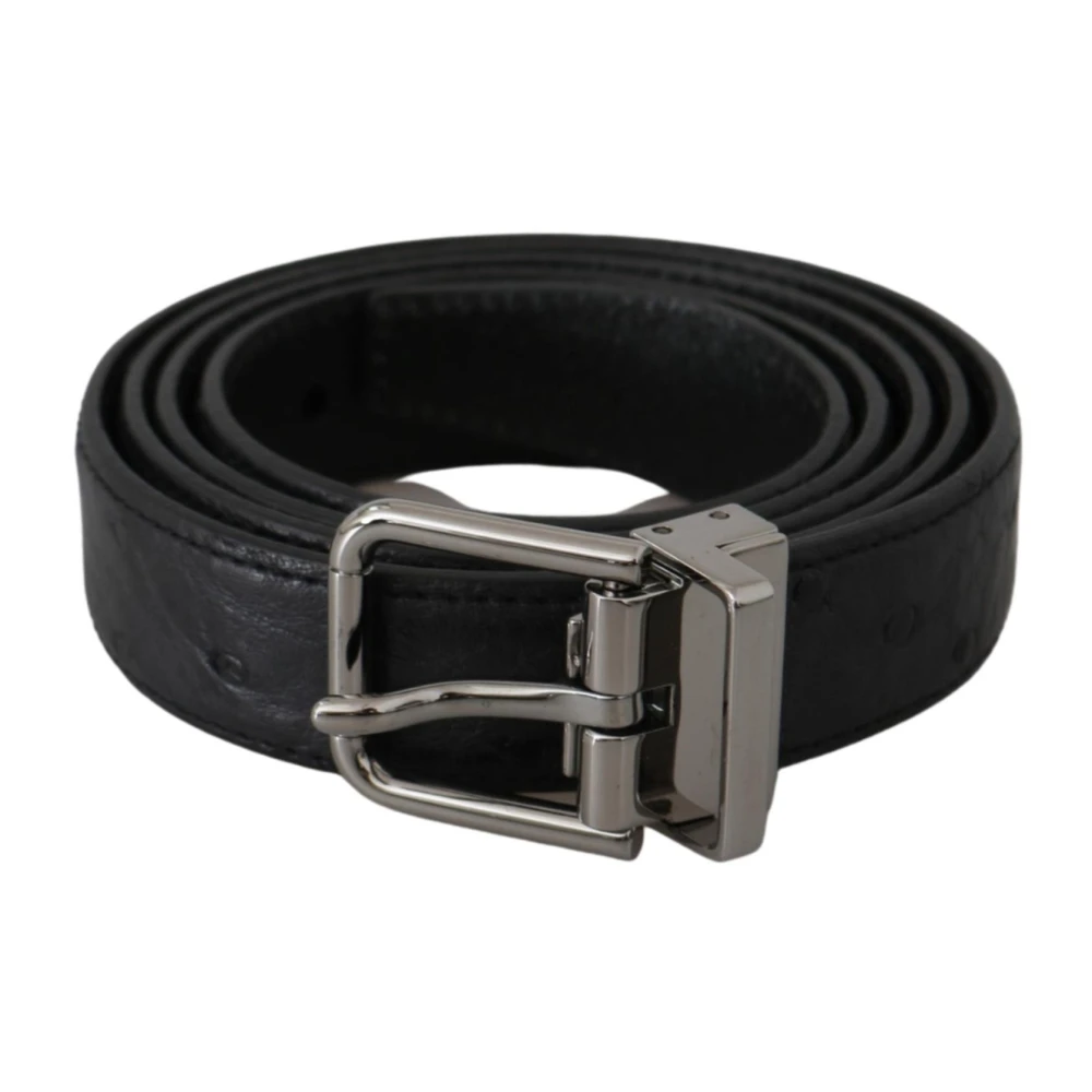 Dolce & Gabbana Uomo Nero - Cintura In Pelle Esotica Con Fibbia Argentata - Accessories - One Size
