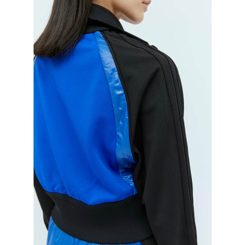 Moncler Logo Applique Cropped Sweatshirt Blue Dames