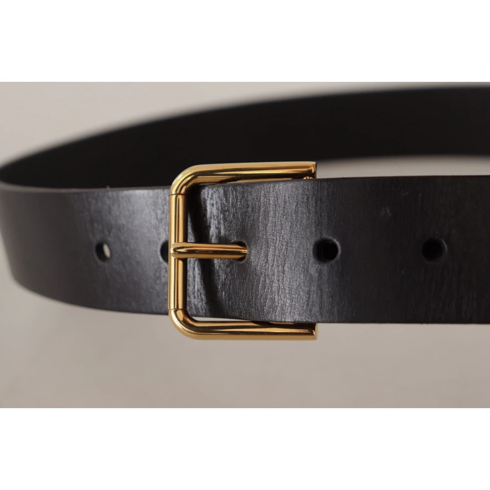 Dolce & Gabbana Luxe Zwart Leren Riem met Goudkleurige Gesp Black Dames