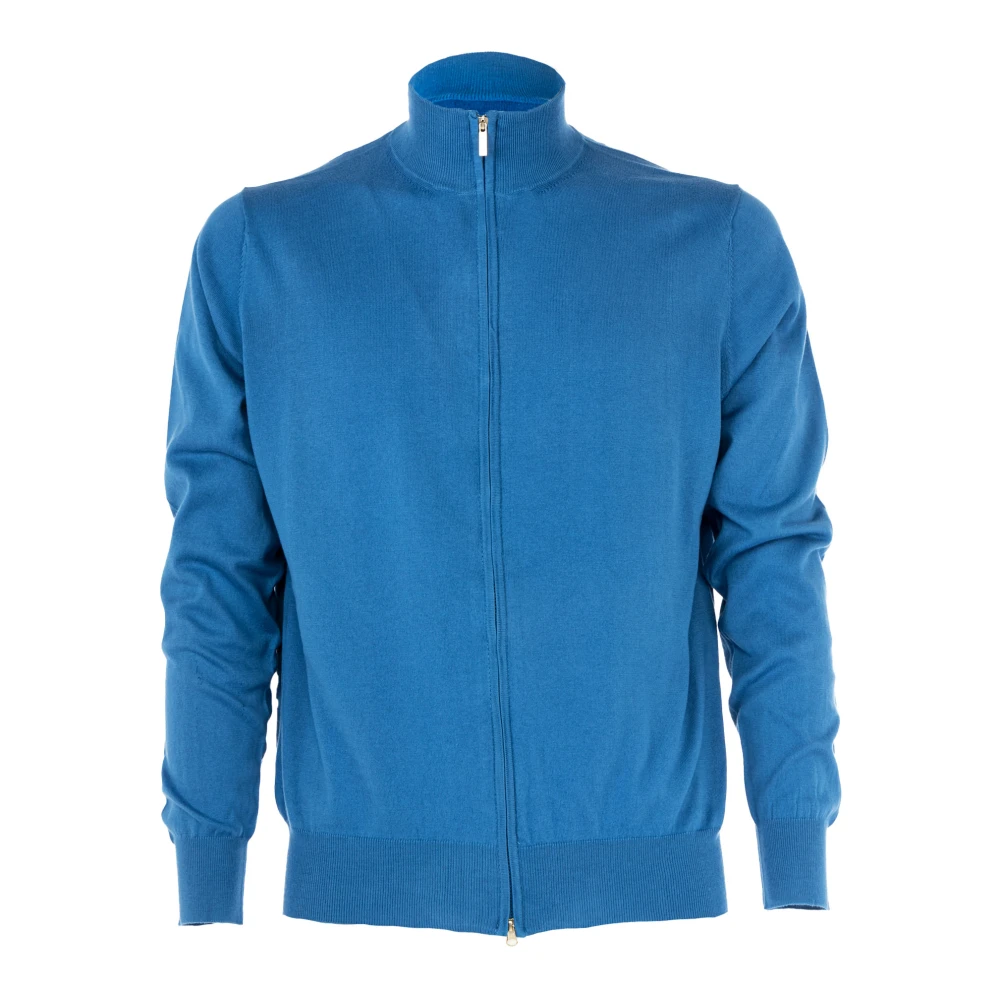 Cashmere Company Heren Zip Pullover Sweater Blue Heren