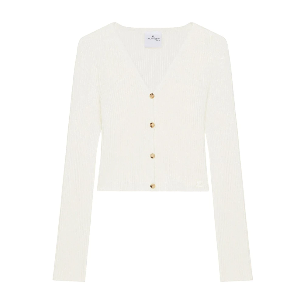 Courrèges Witte Logo V-hals Trui White Dames