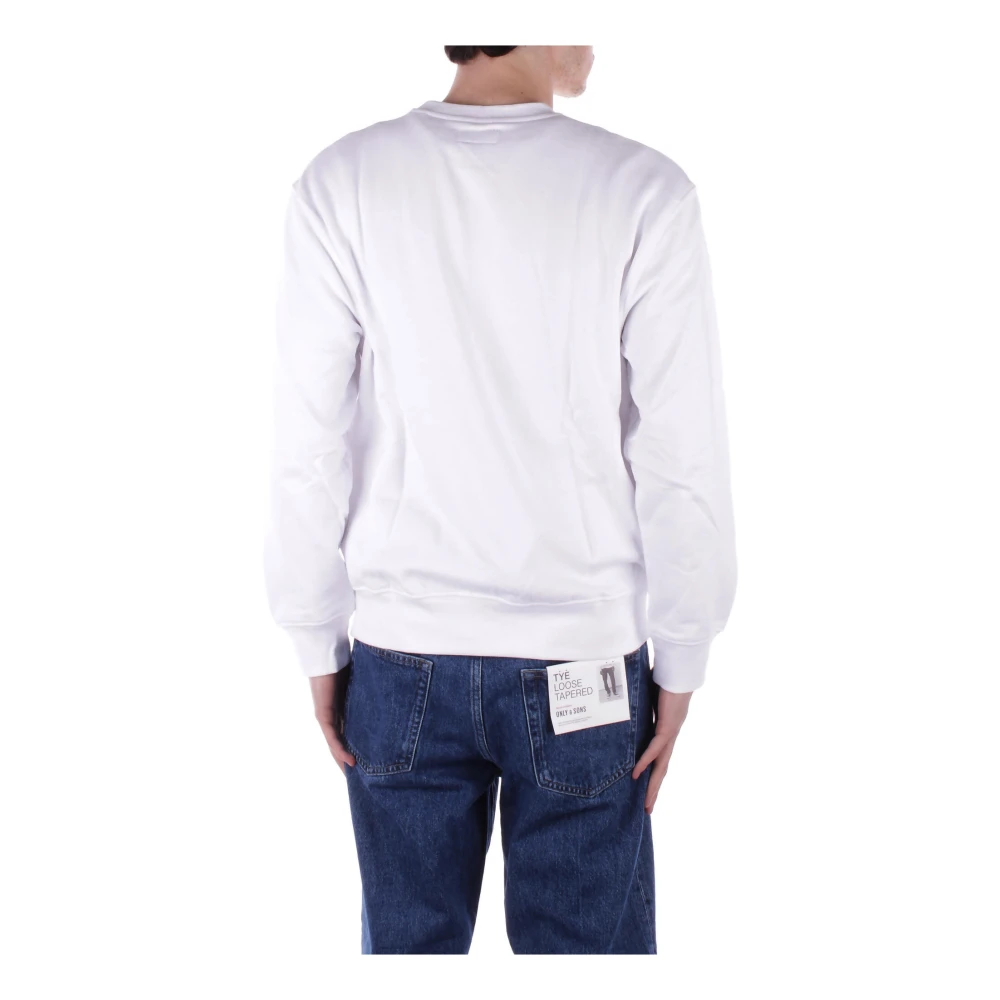 Guess Witte Logo Front Sweater White Heren
