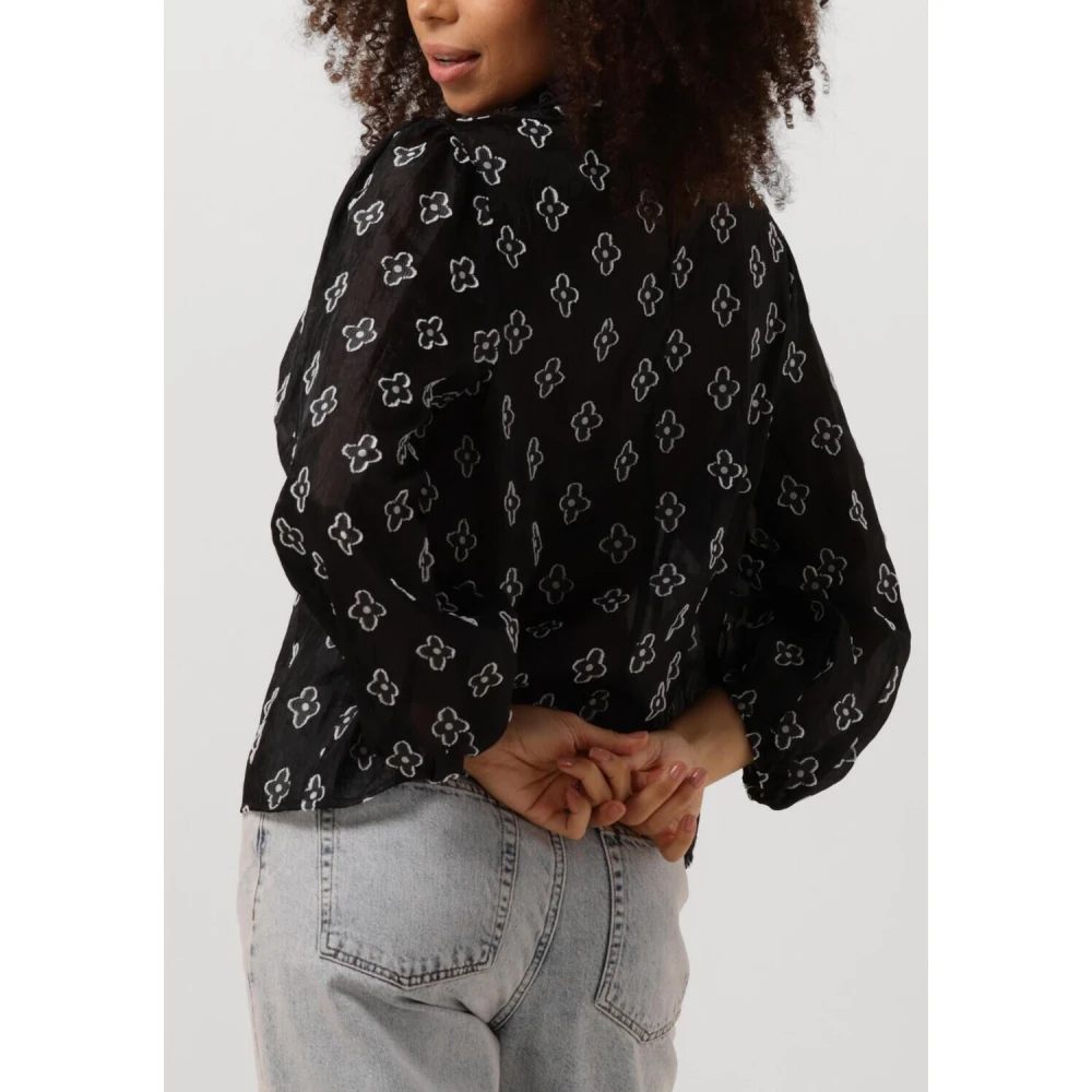 Minus Zwarte Ronde Hals Blouse Black Dames
