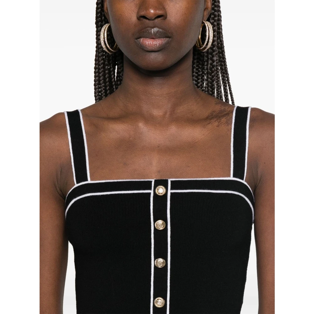 alice + olivia Zwarte Mouwloze Top met Vierkante Hals Black Dames