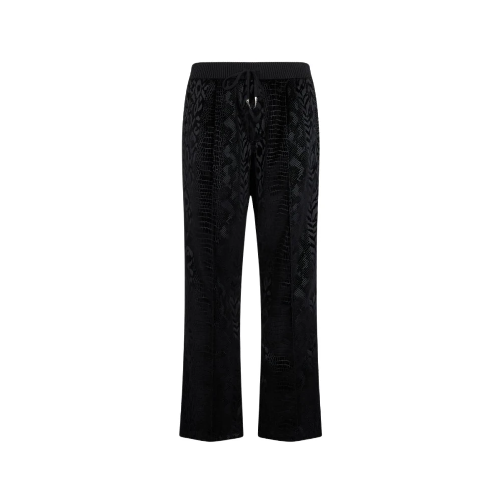 Roberto Cavalli Black Animal Motif Cotton Trousers - Male - Straight Trousers - M - Trousers