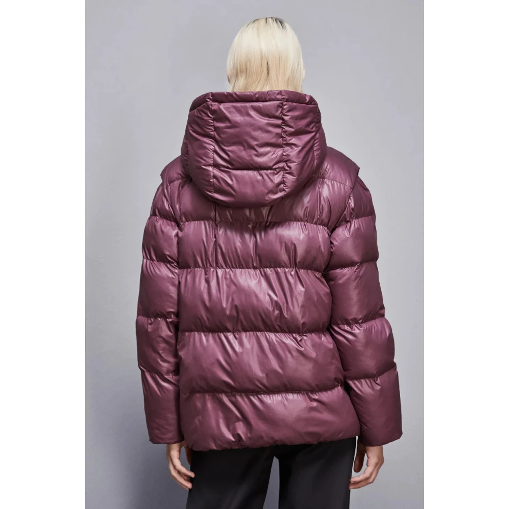 PATRIZIA PEPE Glanzende Nylon Puffer Jas Purple Dames