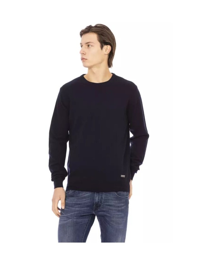 pull-declaratif-bleu-a-col-rond