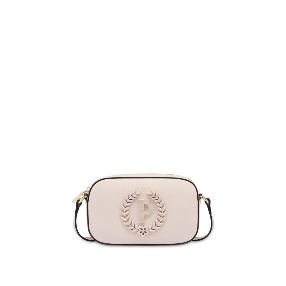 Pollini Ivoor Schoudertas met Saffiano Print Beige Dames