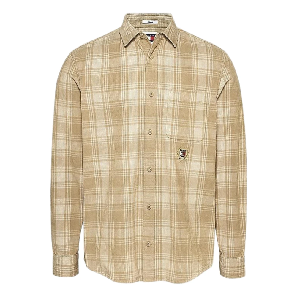 Tommy Hilfiger Preppy Geruite Katoenen Overhemd Beige Heren