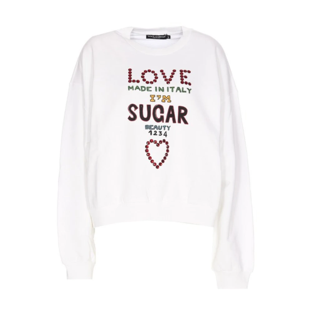 Dolce & Gabbana Women's White Crew Neck Sweatshirt With Print