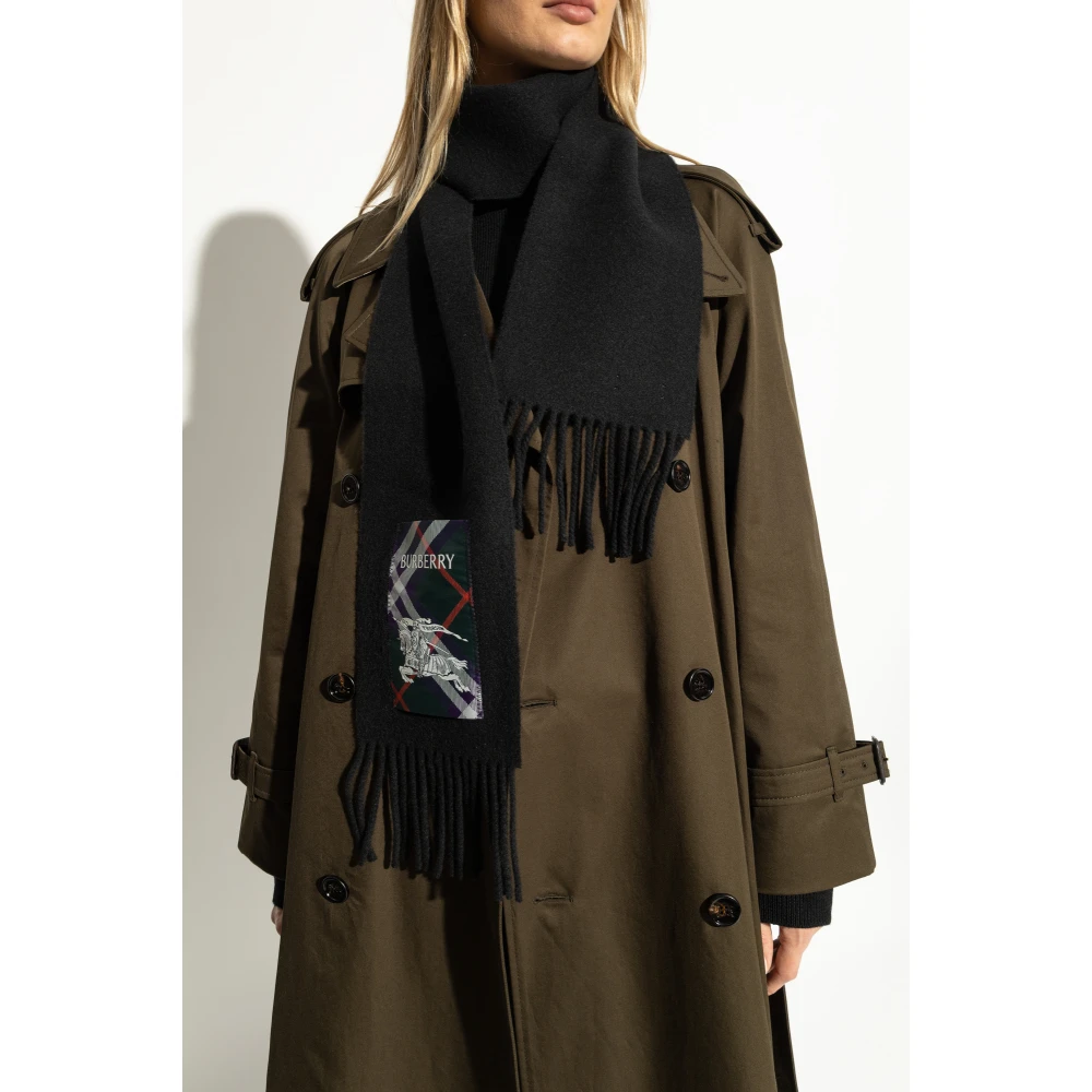 Burberry Kasjmier sjaal met logopatch Black Unisex