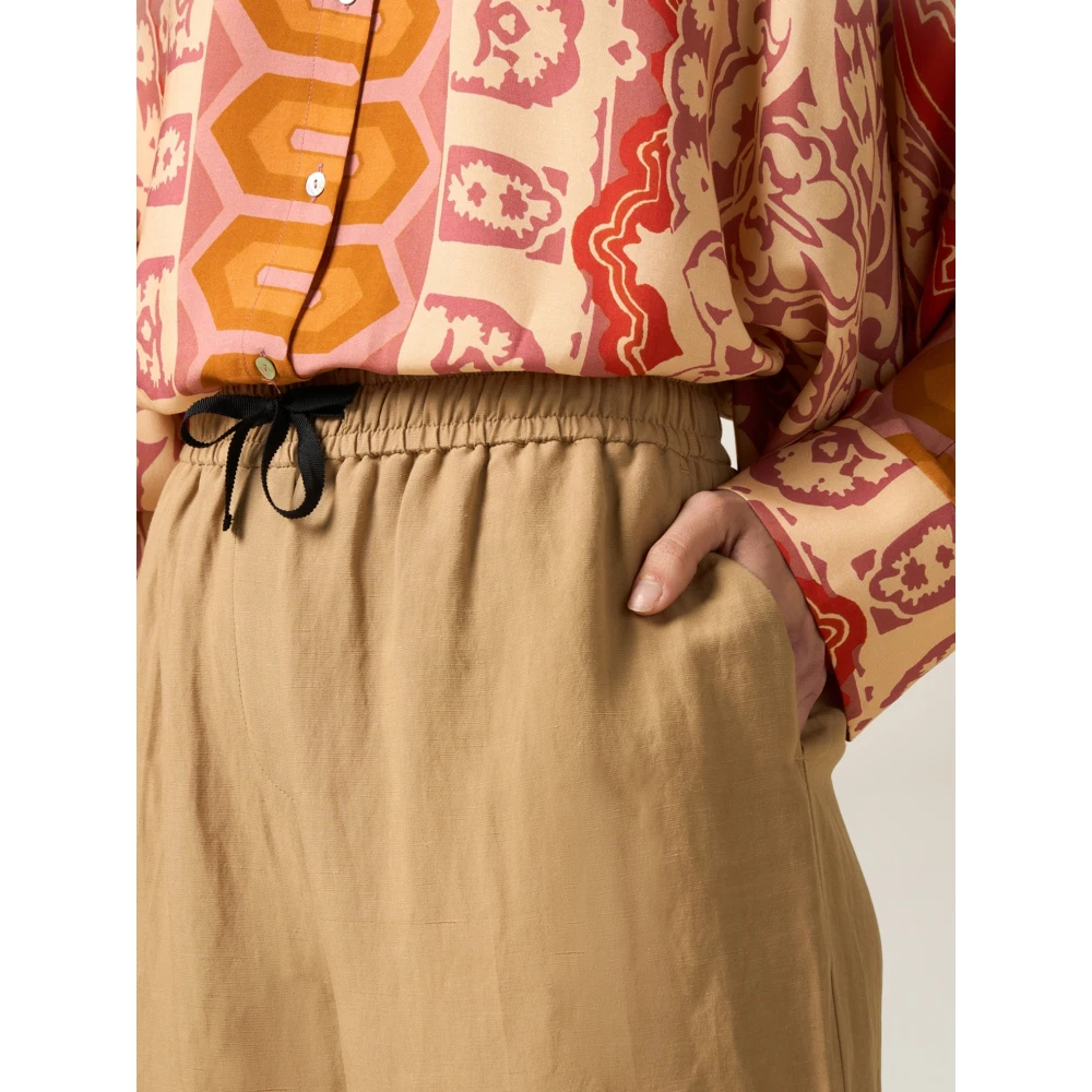 Oltre Linnen Bermuda Shorts Beige Dames