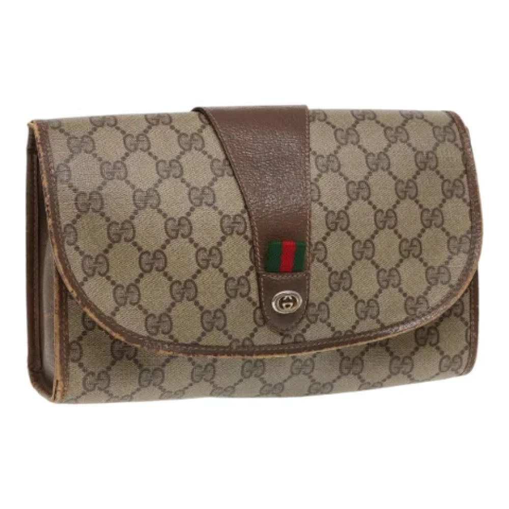 Gucci Vintage Pre-owned Leather clutches Beige Dames