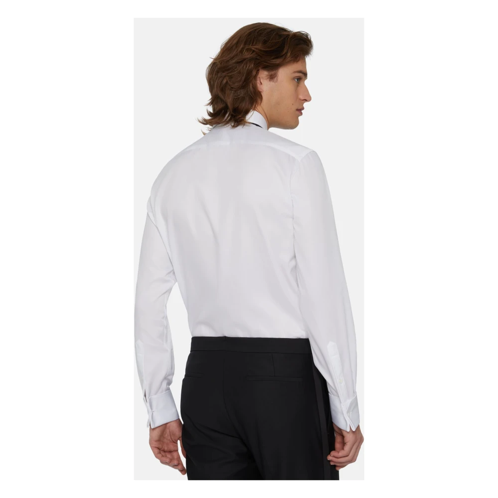 Boggi Milano Katoenen Satijnen Slim Fit Overhemd White Heren