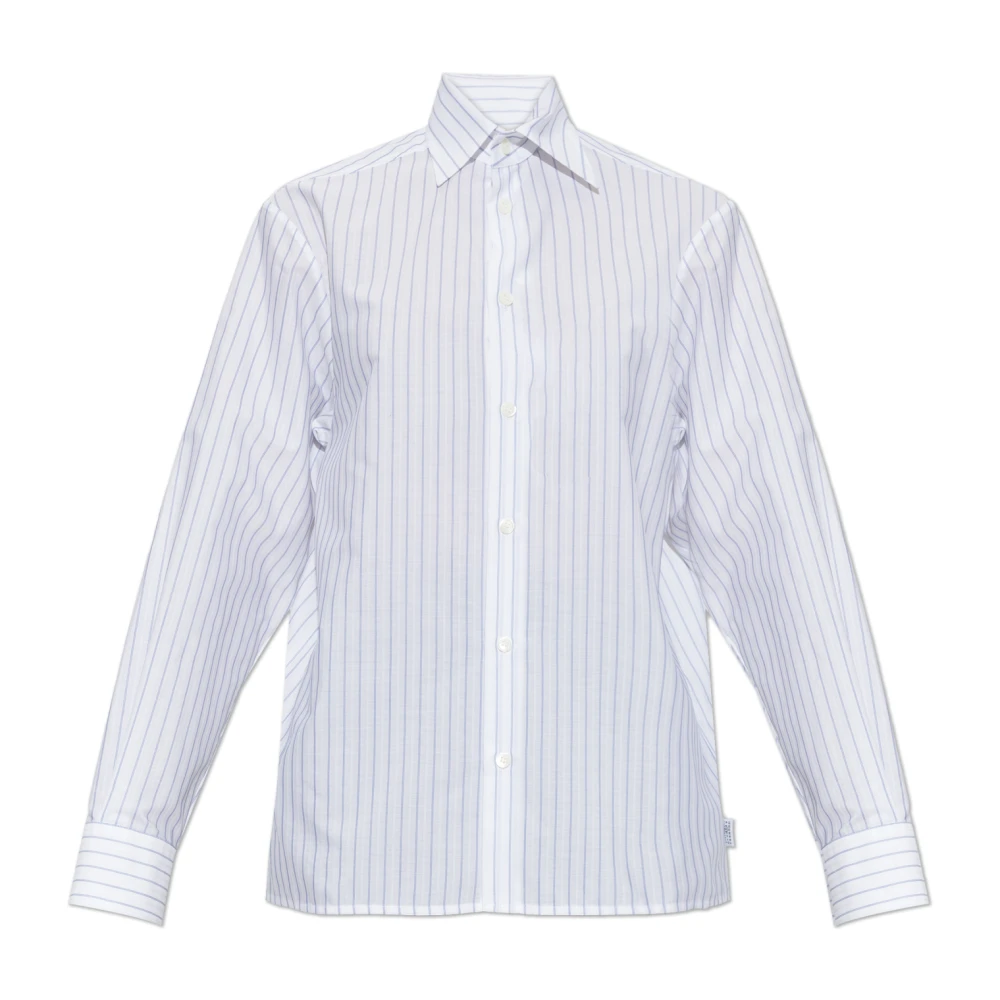 Mm6 Maison Margiela Vrouw Wit Overhemden Dames, Xs, Katoen, Gestreept Shirt
