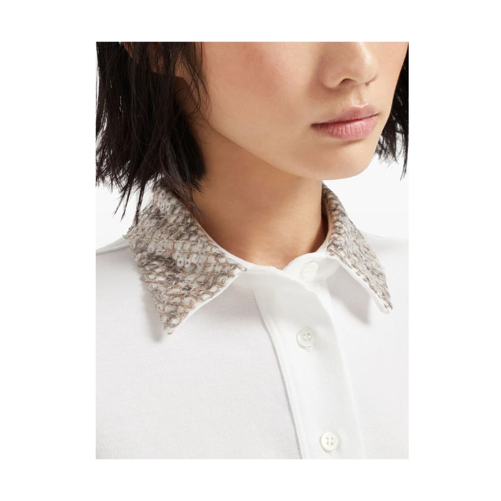 BRUNELLO CUCINELLI Witte Polo Sweater Korte Mouwen White Dames