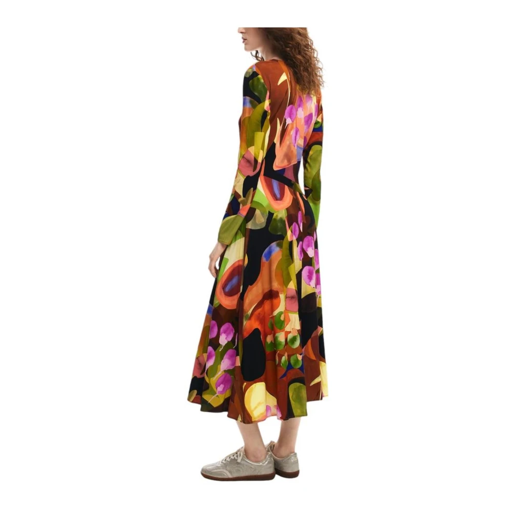 Desigual Elegante Viscose Jurk met Elastaanmix Multicolor Dames