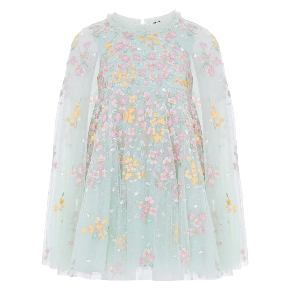 Needle & Thread , Kids Occasion Wear, Unisex, Green, 7 Y | 122 Cm, Versailles Ditsy Cape Dress