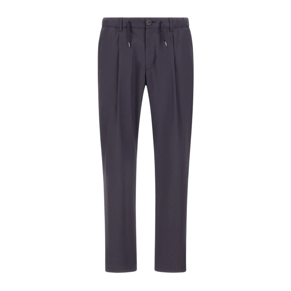 Herno Men's Blue Light Cotton Stretch Trousers - Slim-Fit Trousers - S - Trousers