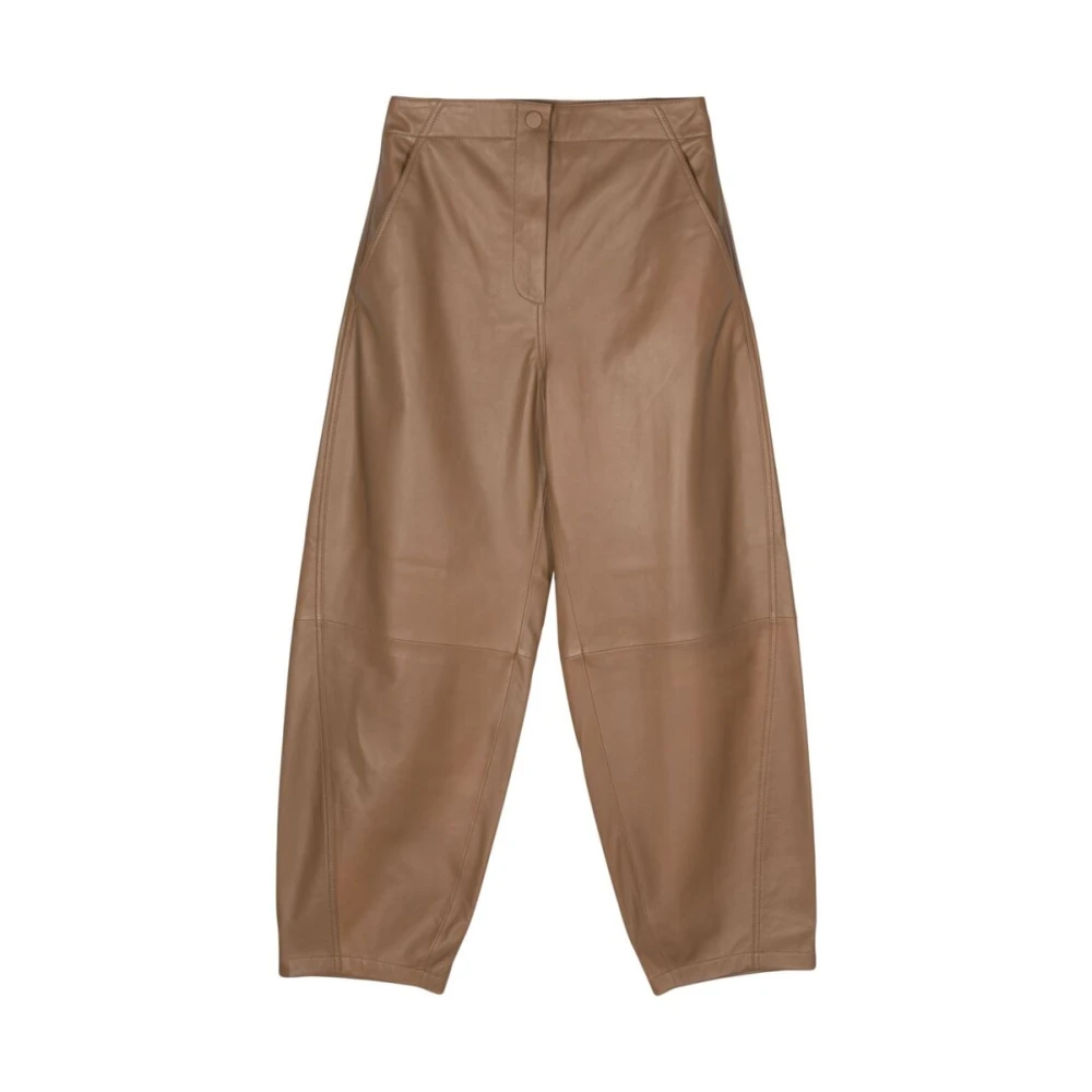 Yves Salomon Leather Trousers Brown Dames