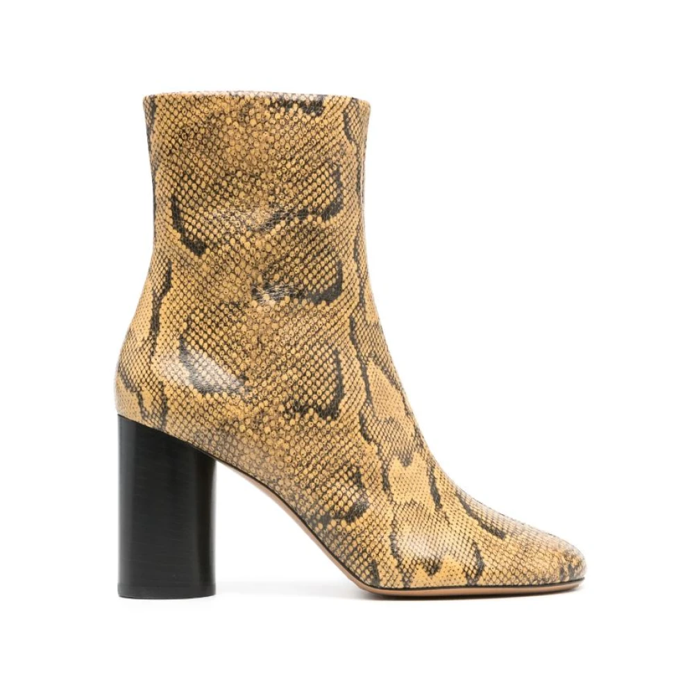 Isabel Marant Women's Yellow Snake-Effect Leather Ankle Boots