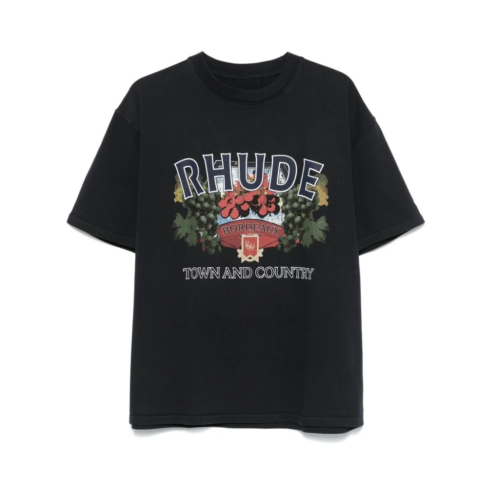 Rhude Zwart Grafisch Print Katoenen T-shirt Black Heren