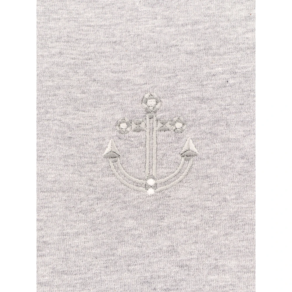 Thom Browne Geborduurd katoenen T-shirt met nautische details Gray Heren