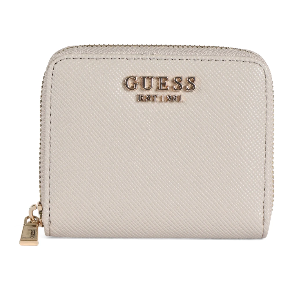 Guess Portemonnee met Saffiano-effect en Ritssluiting Beige Dames